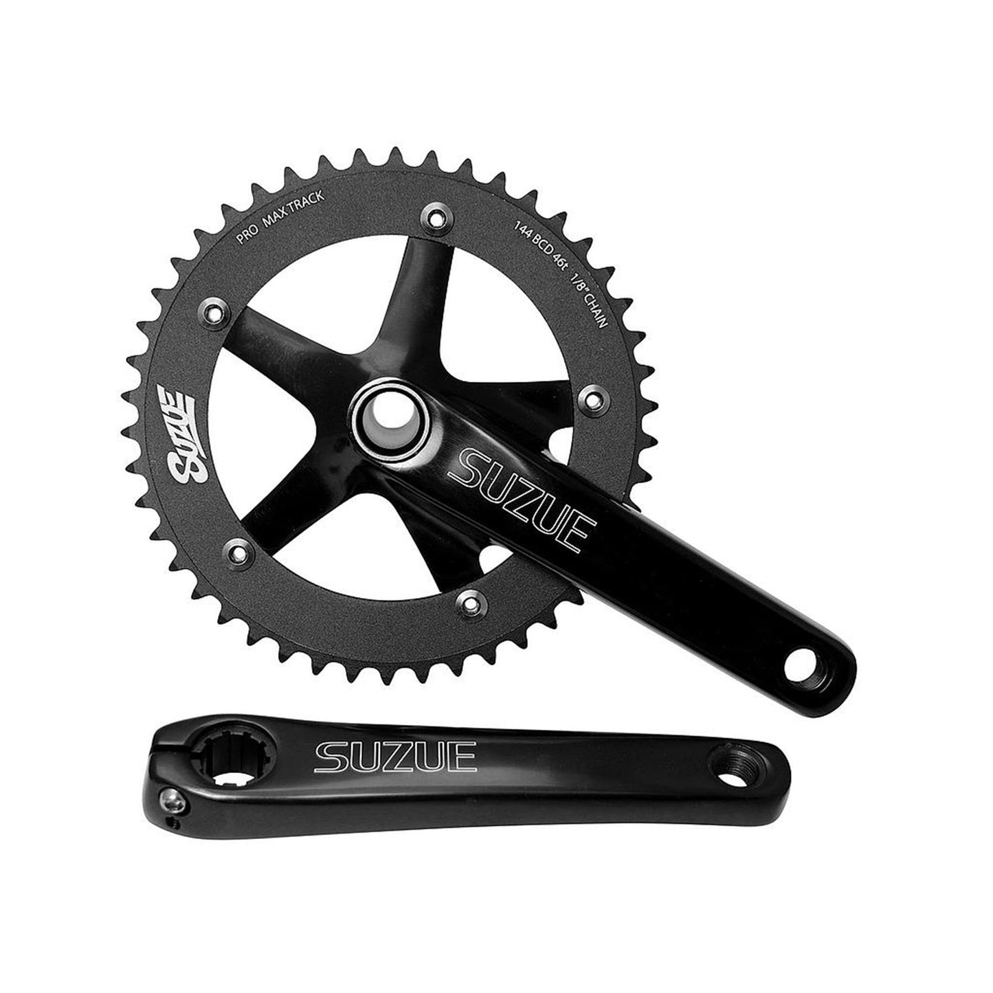 Suzue Pro Max Track Crankset 46T/165mm, Black - 47.5mm Chainline